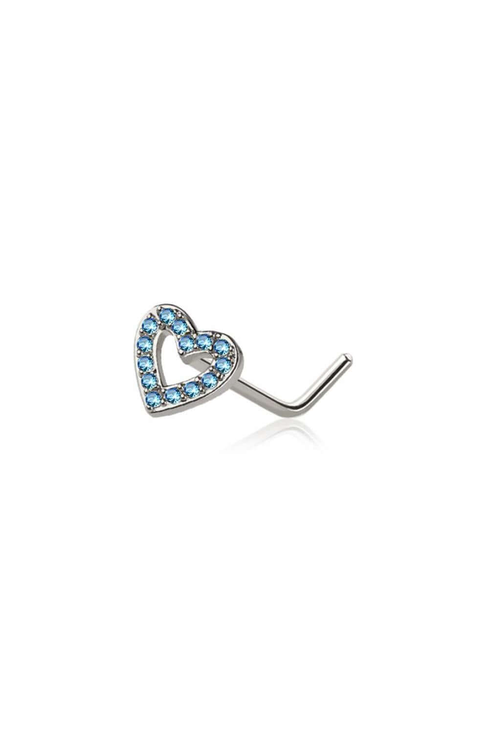 20G HEART SURGICAL STEEL L-SHAPE NOSE STUD